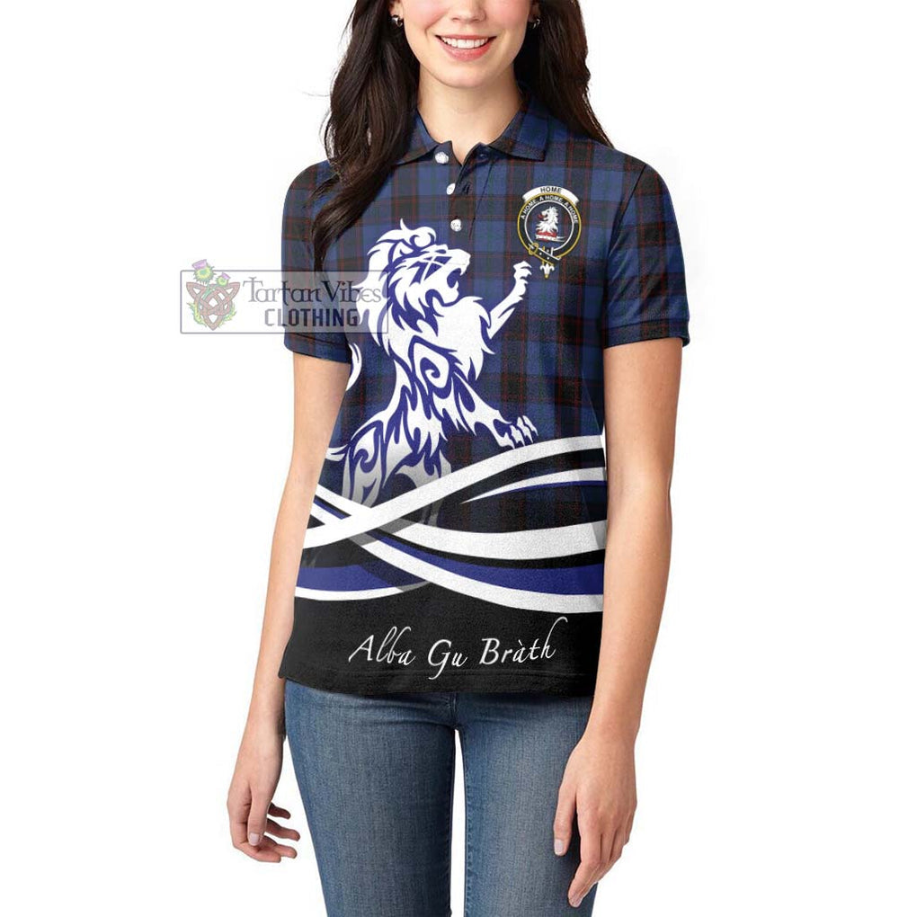 Home (Hume) Tartan Women's Polo Shirt with Alba Gu Brath Regal Lion Emblem - Tartanvibesclothing Shop