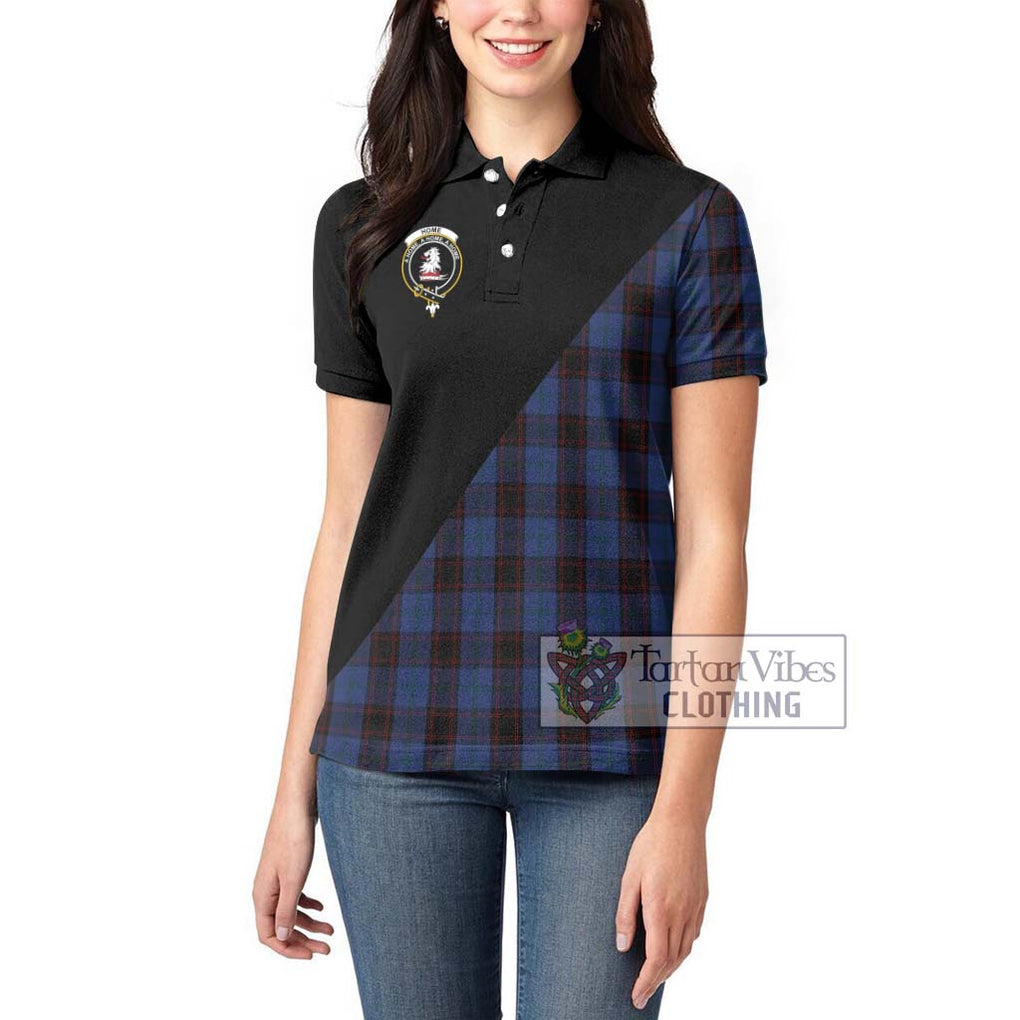 Home (Hume) Tartan Women's Polo Shirt with Family Crest and Military Logo Style - Tartanvibesclothing Shop