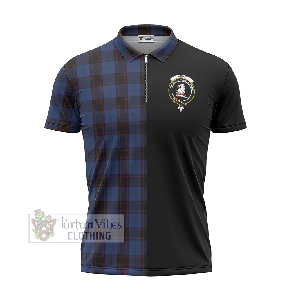 Home (Hume) Tartan Zipper Polo Shirt with Family Crest and Half Of Me Style - Tartanvibesclothing Shop