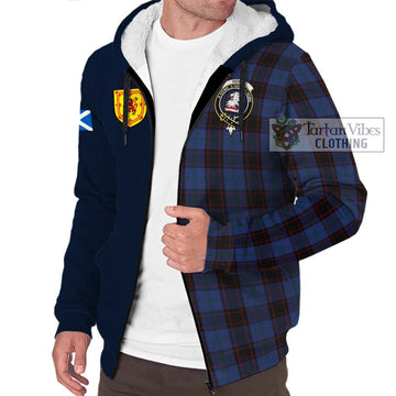 Home (Hume) Tartan Sherpa Hoodie Alba with Scottish Lion Royal Arm Half Style