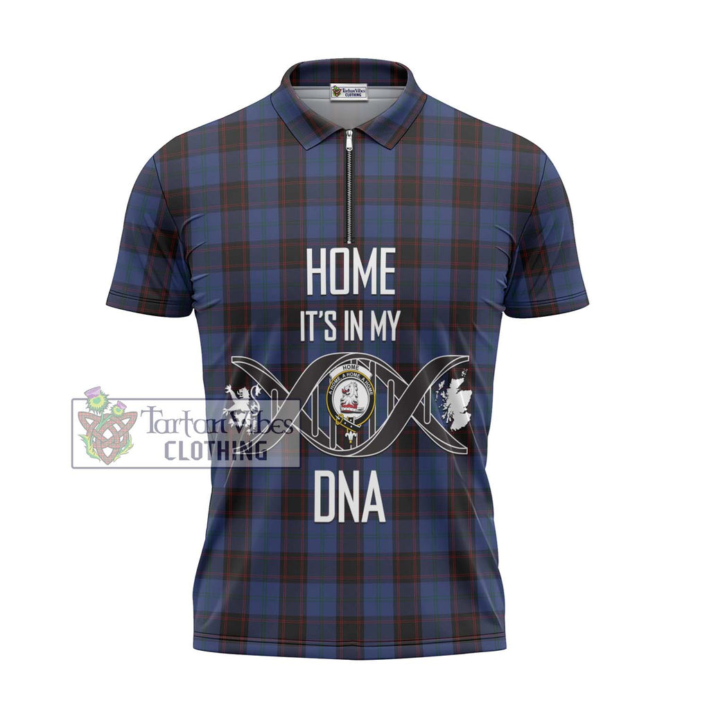 Home (Hume) Tartan Zipper Polo Shirt with Family Crest DNA In Me Style - Tartanvibesclothing Shop