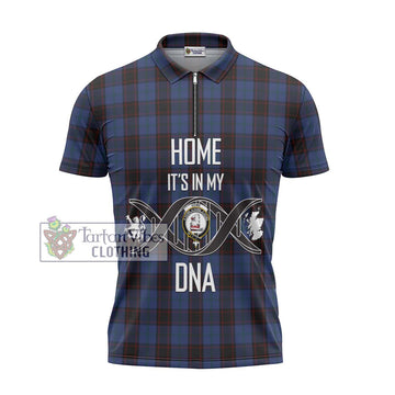 Home (Hume) Tartan Zipper Polo Shirt with Family Crest DNA In Me Style