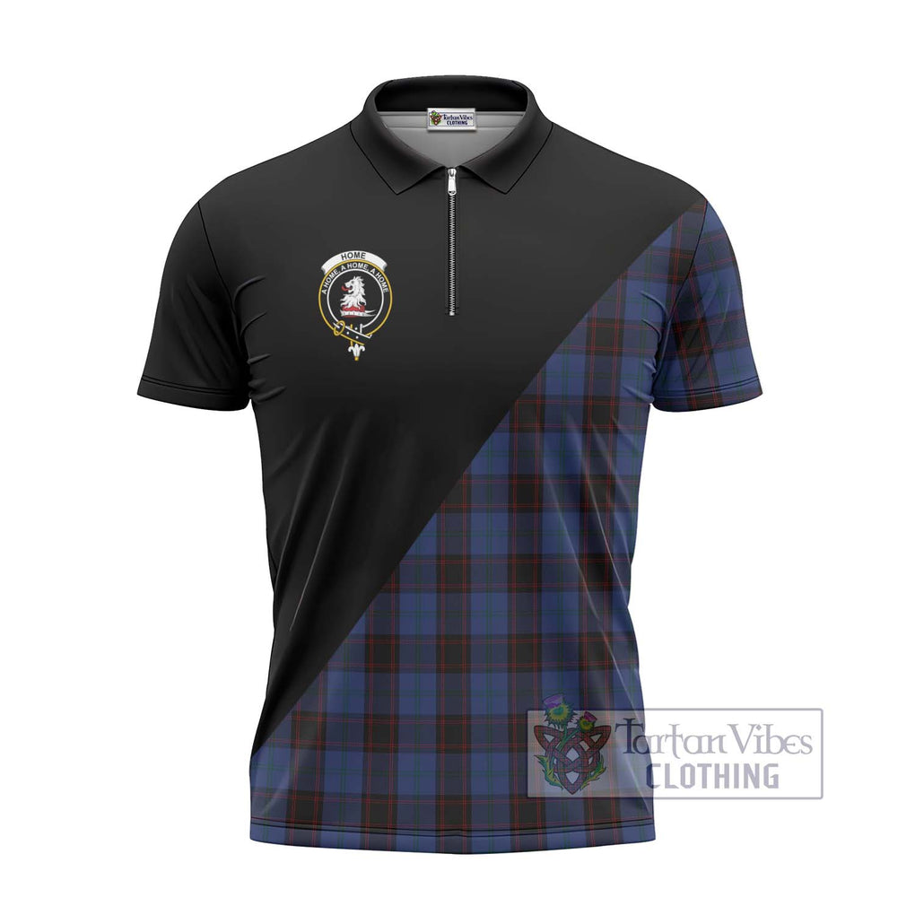 Home (Hume) Tartan Zipper Polo Shirt with Family Crest and Military Logo Style - Tartanvibesclothing Shop