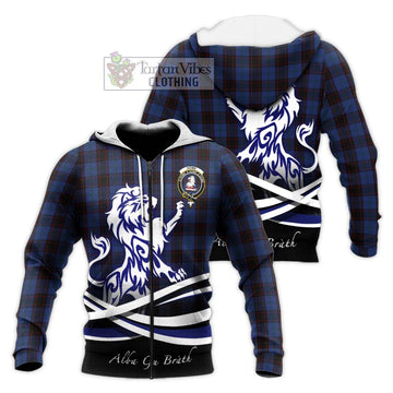 Home (Hume) Tartan Knitted Hoodie with Alba Gu Brath Regal Lion Emblem