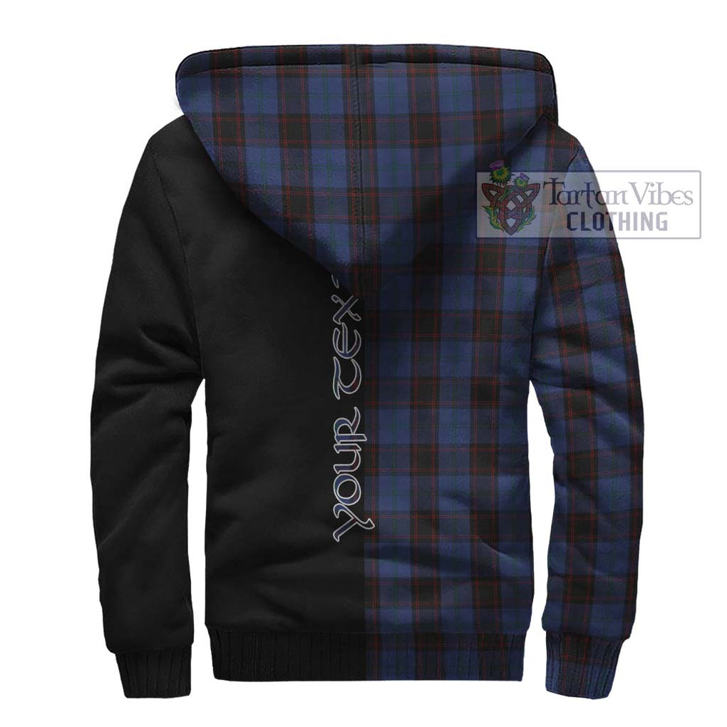 Home (Hume) Tartan Sherpa Hoodie with Family Crest and Half Of Me Style - Tartanvibesclothing Shop