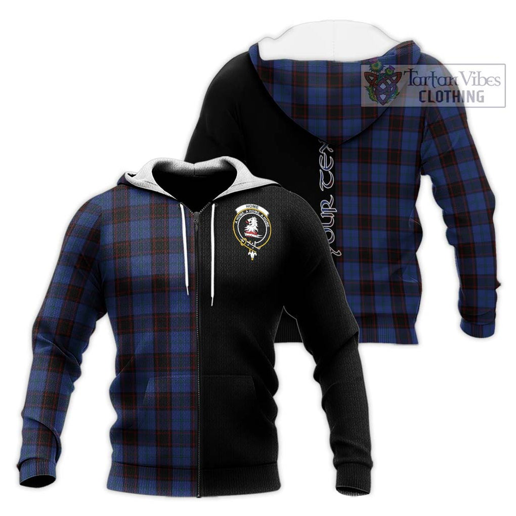 Home (Hume) Tartan Knitted Hoodie with Family Crest and Half Of Me Style Unisex Knitted Zip Hoodie - Tartanvibesclothing Shop