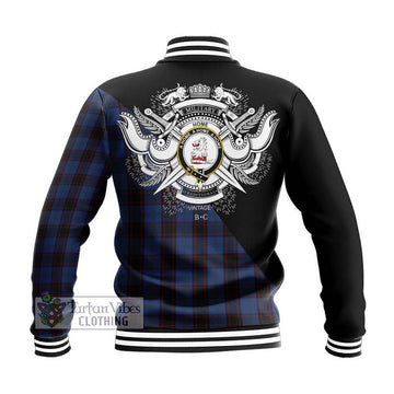 Home (Hume) Tartan Baseball Jacket with Family Crest and Military Logo Style