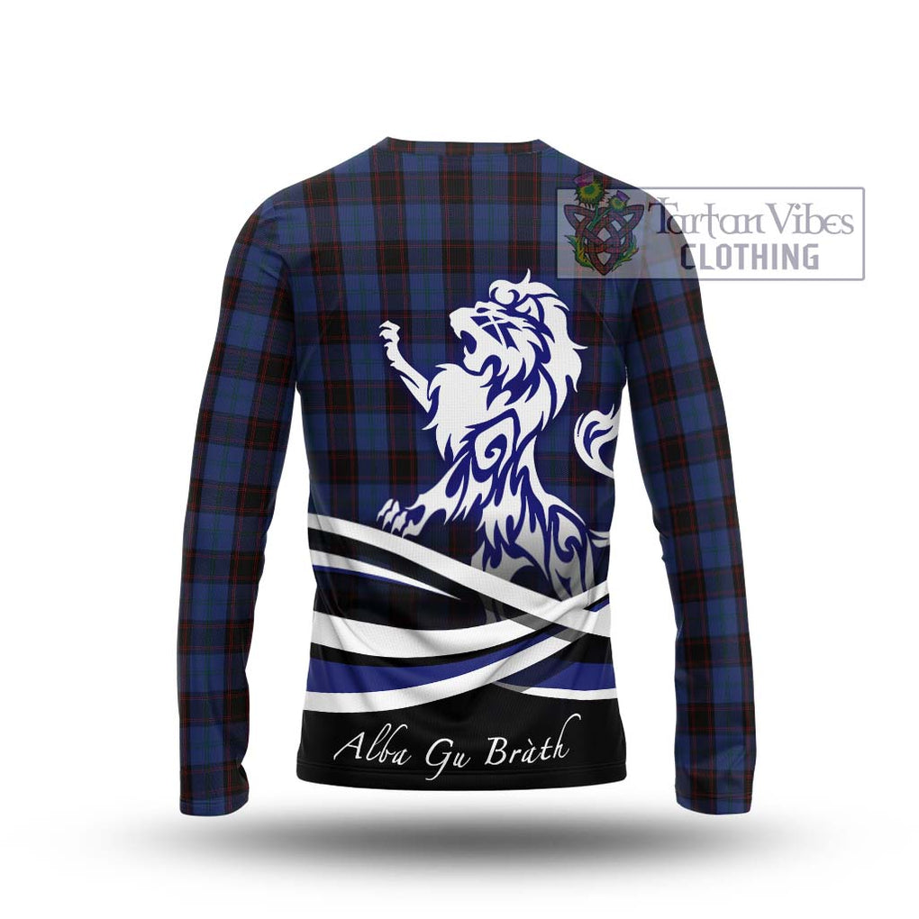 Home (Hume) Tartan Long Sleeve T-Shirt with Alba Gu Brath Regal Lion Emblem - Tartanvibesclothing Shop