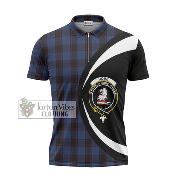 Home (Hume) Tartan Zipper Polo Shirt with Family Crest Circle Style