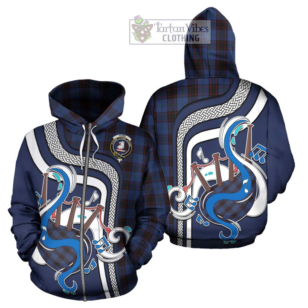 Home (Hume) Tartan Hoodie with Epic Bagpipe Style - Tartanvibesclothing Shop