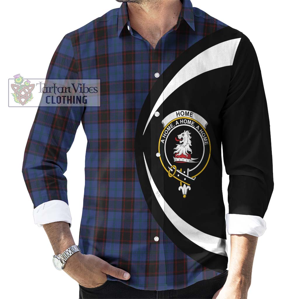 Home (Hume) Tartan Long Sleeve Button Up with Family Crest Circle Style - Tartan Vibes Clothing