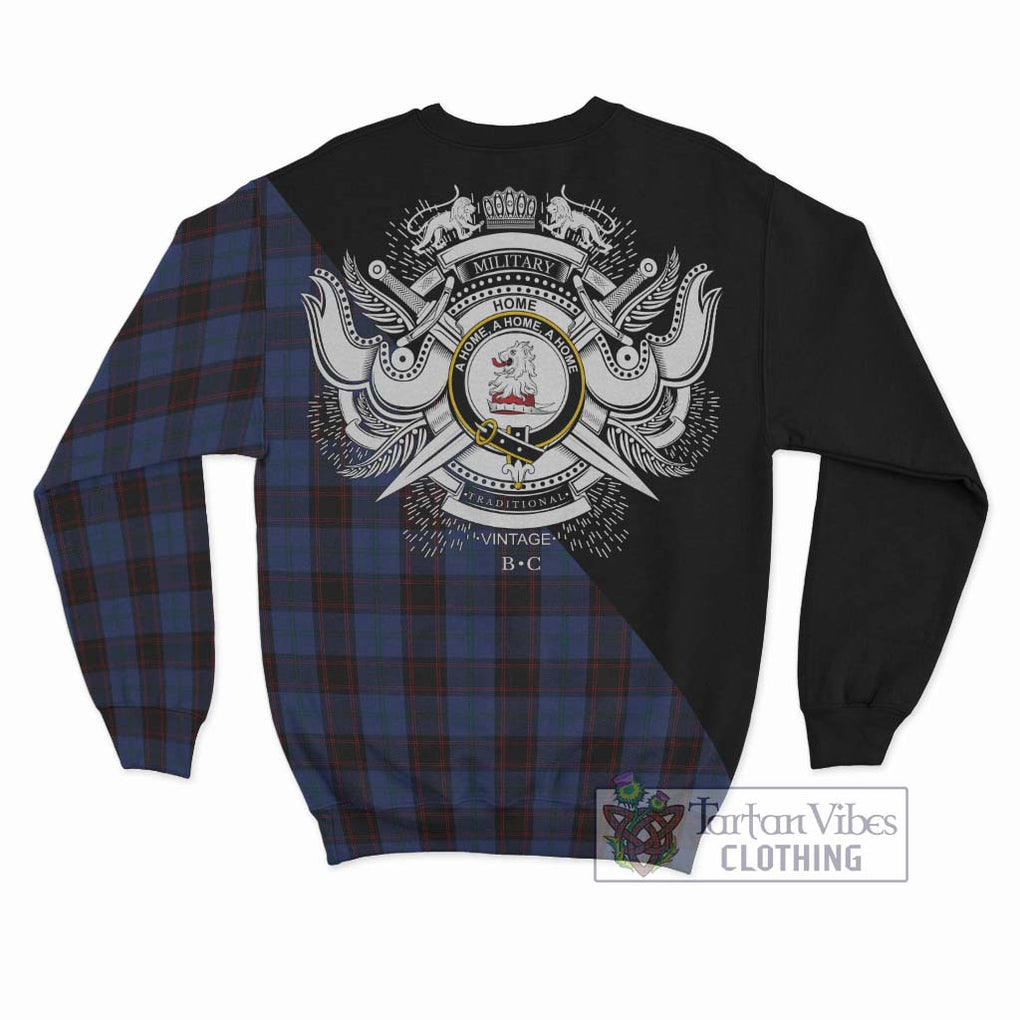 Home (Hume) Tartan Sweatshirt with Family Crest and Military Logo Style - Tartanvibesclothing Shop