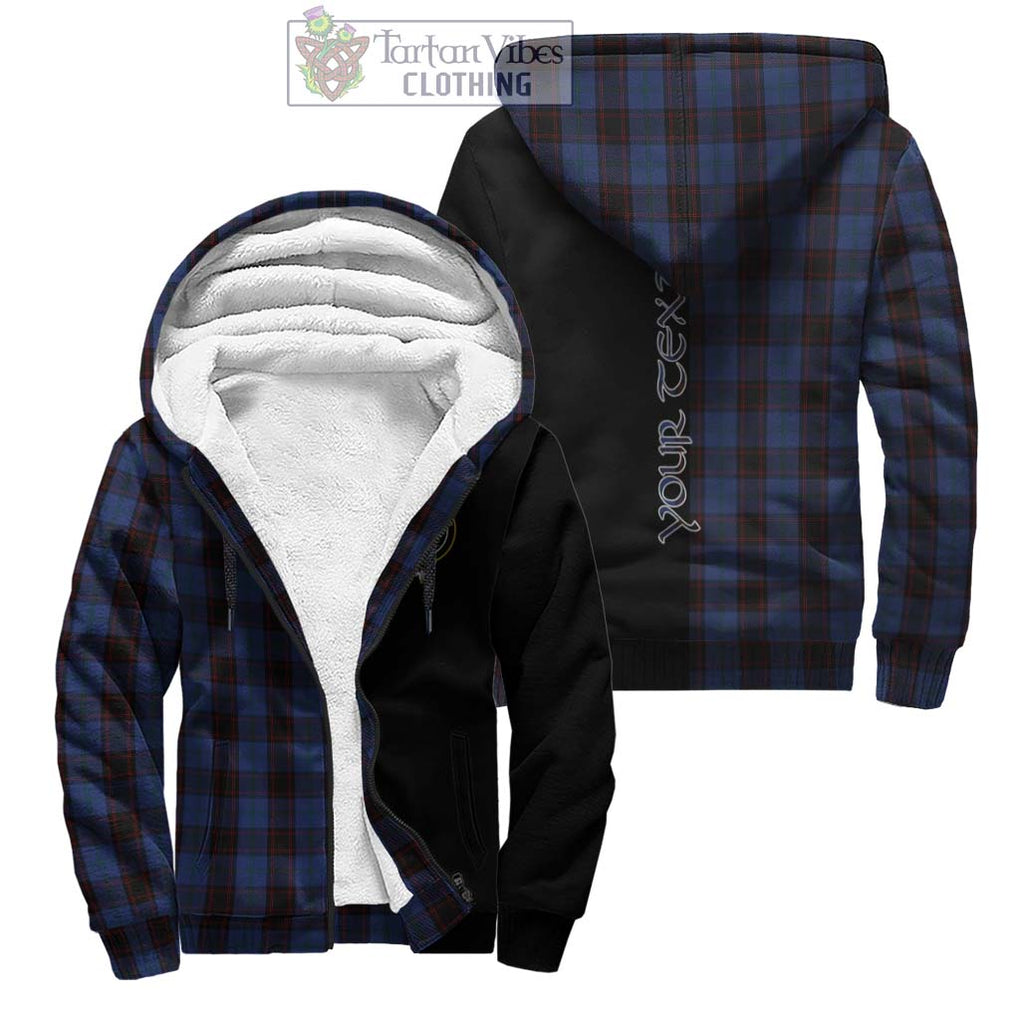 Home (Hume) Tartan Sherpa Hoodie with Family Crest and Half Of Me Style Unisex - Tartanvibesclothing Shop