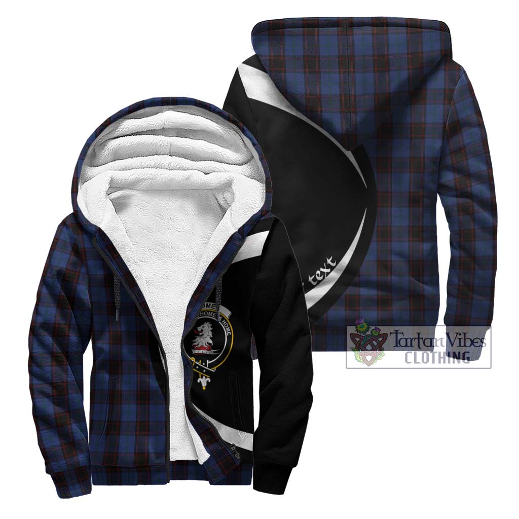 Home (Hume) Tartan Sherpa Hoodie with Family Crest Circle Style Unisex - Tartan Vibes Clothing