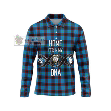 Home Ancient Tartan Long Sleeve Polo Shirt with Family Crest DNA In Me Style