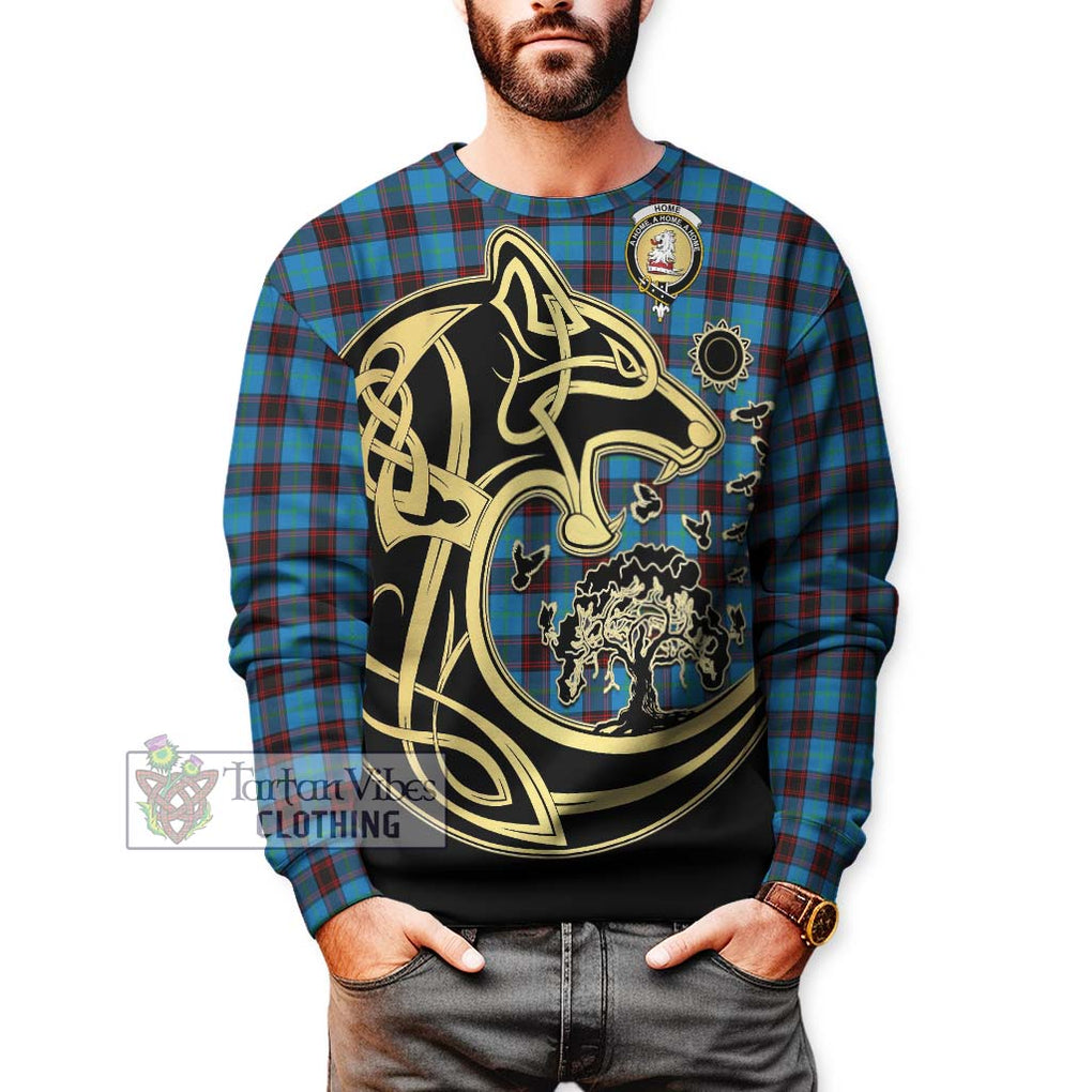 Home Ancient Tartan Sweatshirt with Family Crest Celtic Wolf Style Unisex - Tartan Vibes Clothing