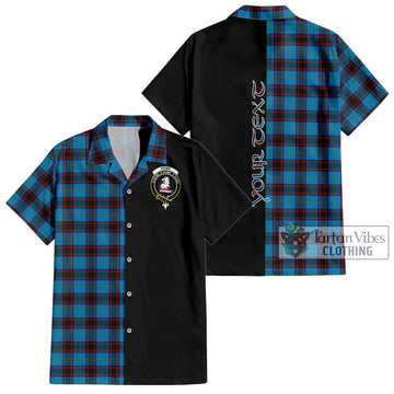 Home Ancient Tartan Short Sleeve Button Shirt with Family Crest and Half Of Me Style