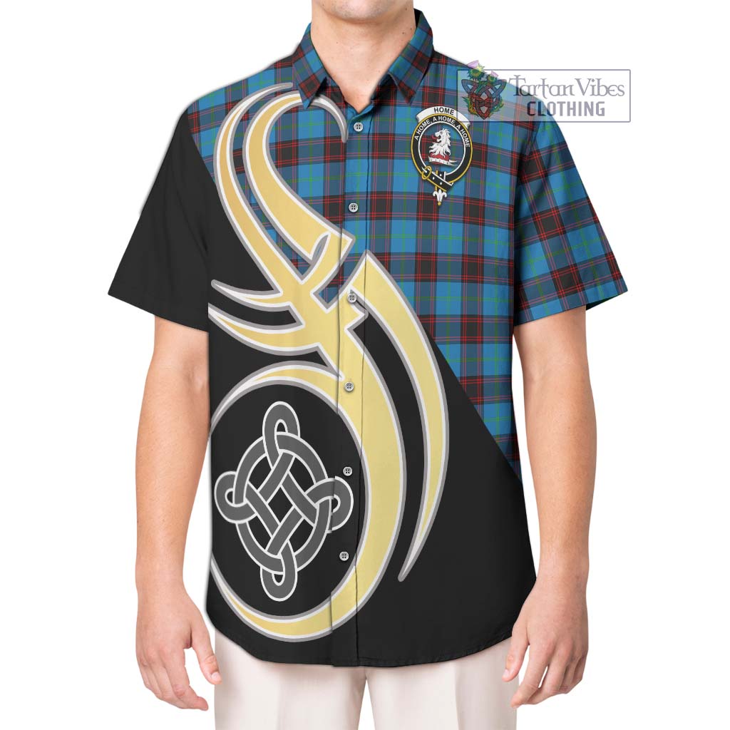 Home Ancient Tartan Short Sleeve Button Shirt with Family Crest and Celtic Symbol Style Kid - Tartan Vibes Clothing