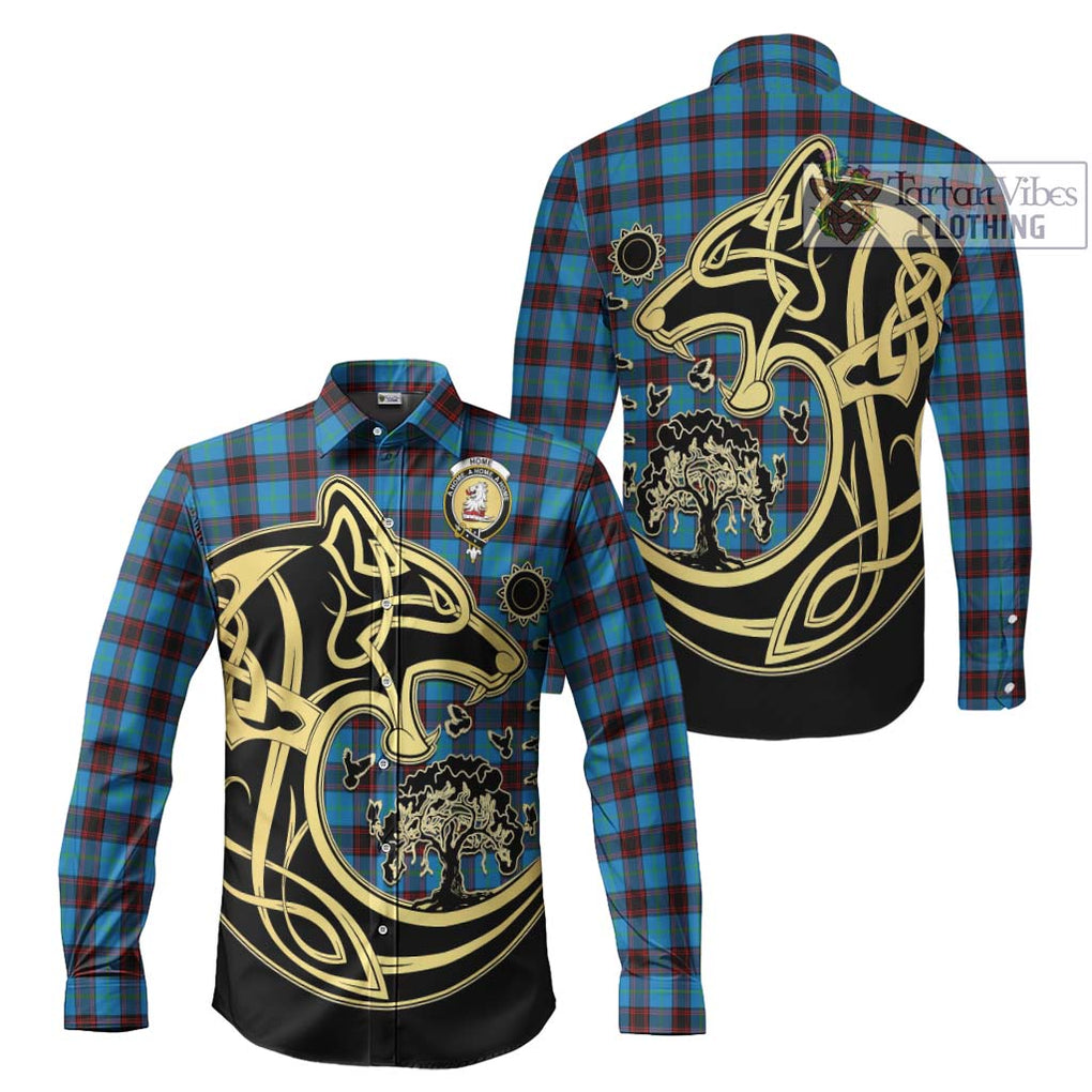 Home Ancient Tartan Long Sleeve Button Shirt with Family Crest Celtic Wolf Style Men's Shirt S - Tartan Vibes Clothing