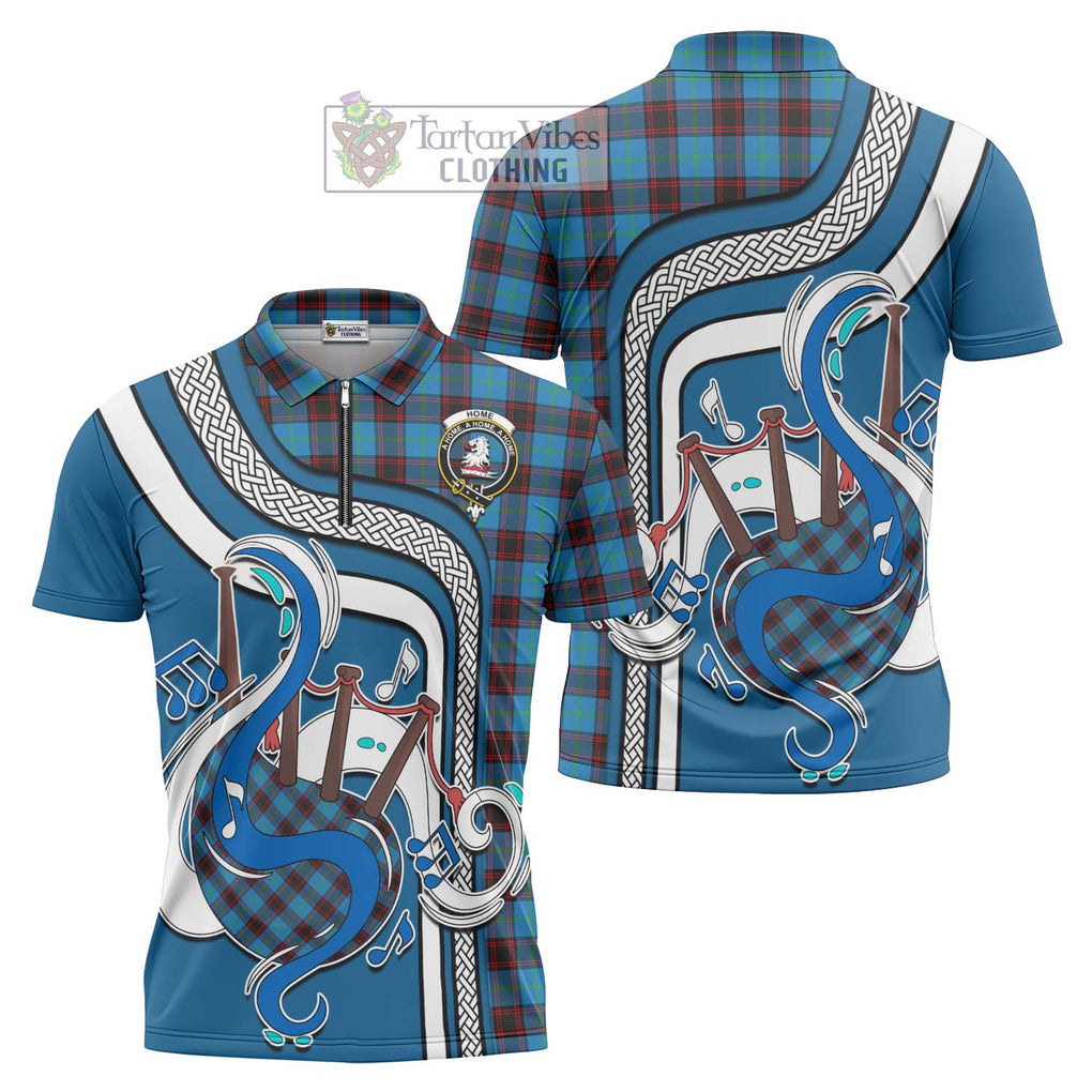 Home Ancient Tartan Zipper Polo Shirt with Epic Bagpipe Style Unisex - Tartanvibesclothing Shop