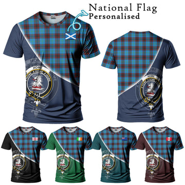 Home Ancient Tartan T-Shirt with Personalised National Flag and Family Crest Half Style