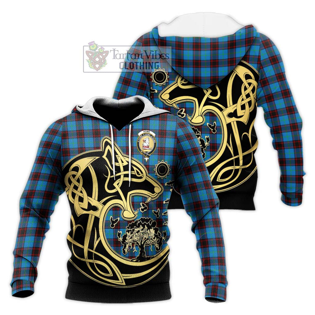 Home Ancient Tartan Knitted Hoodie with Family Crest Celtic Wolf Style Unisex Knitted Pullover Hoodie - Tartan Vibes Clothing