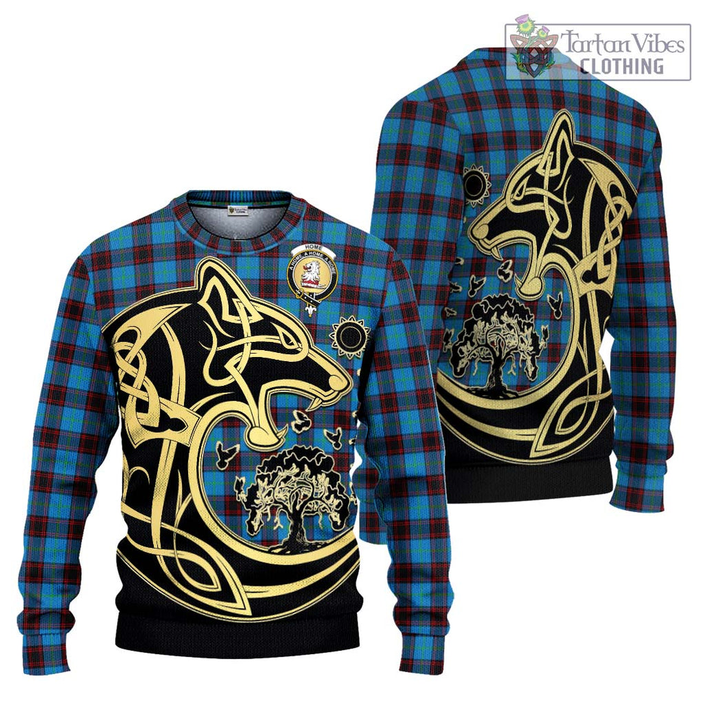 Home Ancient Tartan Knitted Sweater with Family Crest Celtic Wolf Style Unisex - Tartan Vibes Clothing