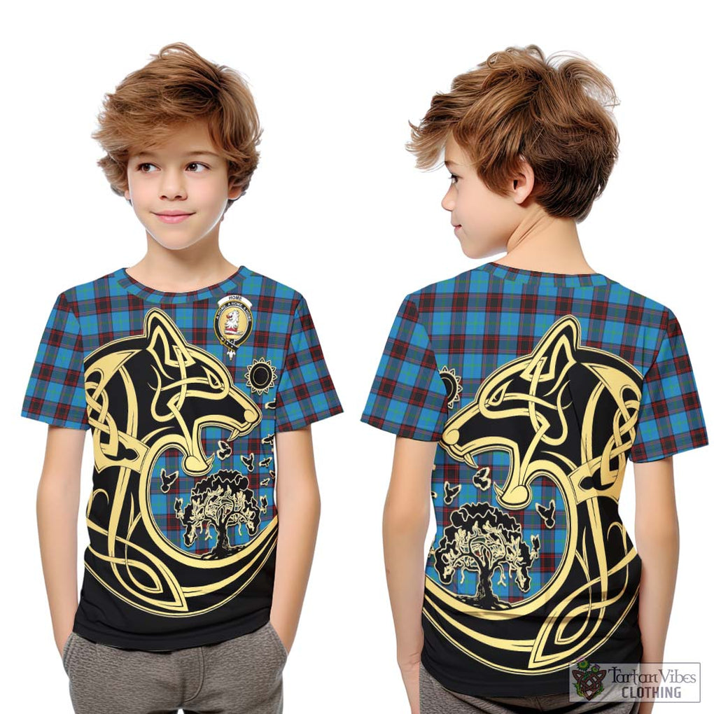 Home Ancient Tartan Kid T-Shirt with Family Crest Celtic Wolf Style Youth XL Size14 - Tartan Vibes Clothing