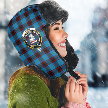 Home Ancient Tartan Winter Trapper Hat with Family Crest