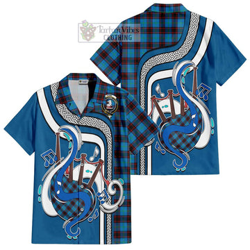 Home Ancient Tartan Short Sleeve Button Shirt with Epic Bagpipe Style