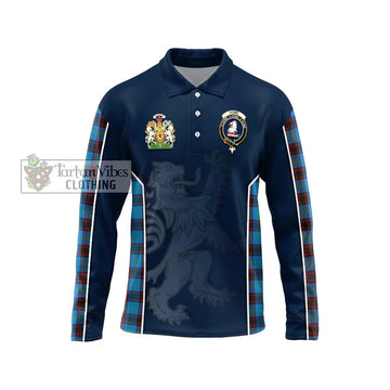 Home Ancient Tartan Long Sleeve Polo Shirt with Family Crest and Lion Rampant Vibes Sport Style