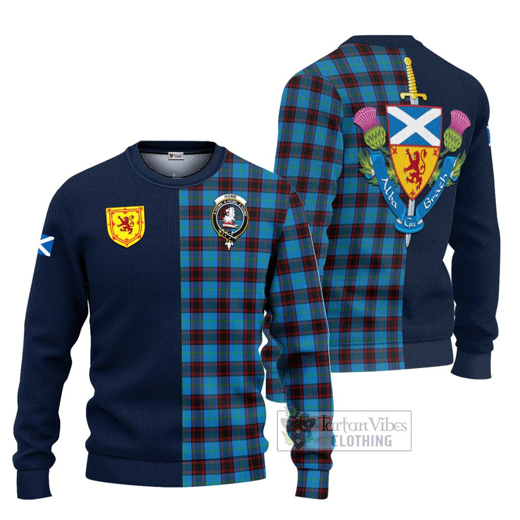 Tartan Vibes Clothing Home Ancient Tartan Knitted Sweater with Scottish Lion Royal Arm Half Style