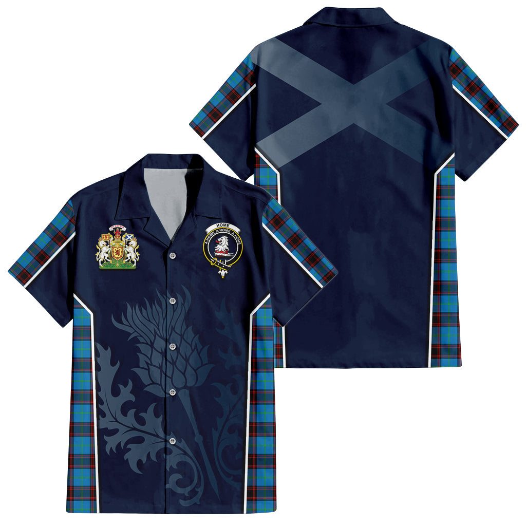 Tartan Vibes Clothing Home Ancient Tartan Short Sleeve Button Up Shirt with Family Crest and Scottish Thistle Vibes Sport Style