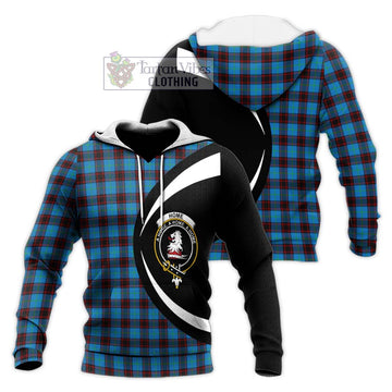 Home Ancient Tartan Knitted Hoodie with Family Crest Circle Style