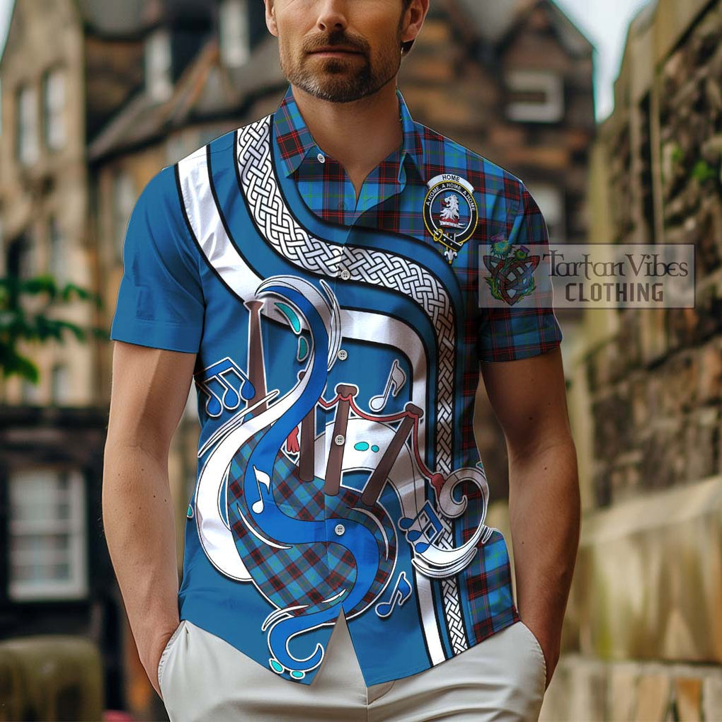 Home Ancient Tartan Short Sleeve Button Shirt with Epic Bagpipe Style - Tartanvibesclothing Shop