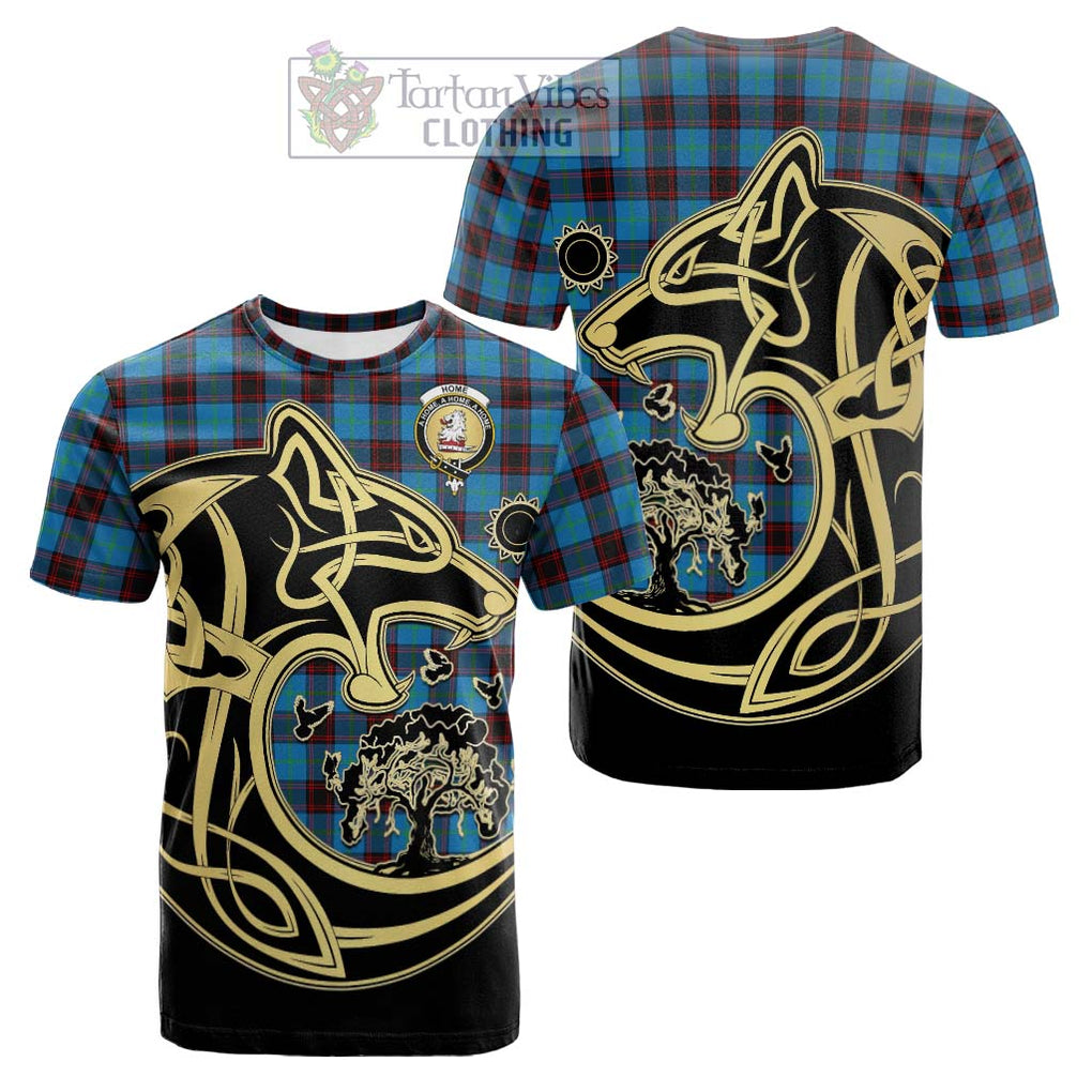 Tartan Vibes Clothing Home Ancient Tartan Cotton T-shirt with Family Crest Celtic Wolf Style