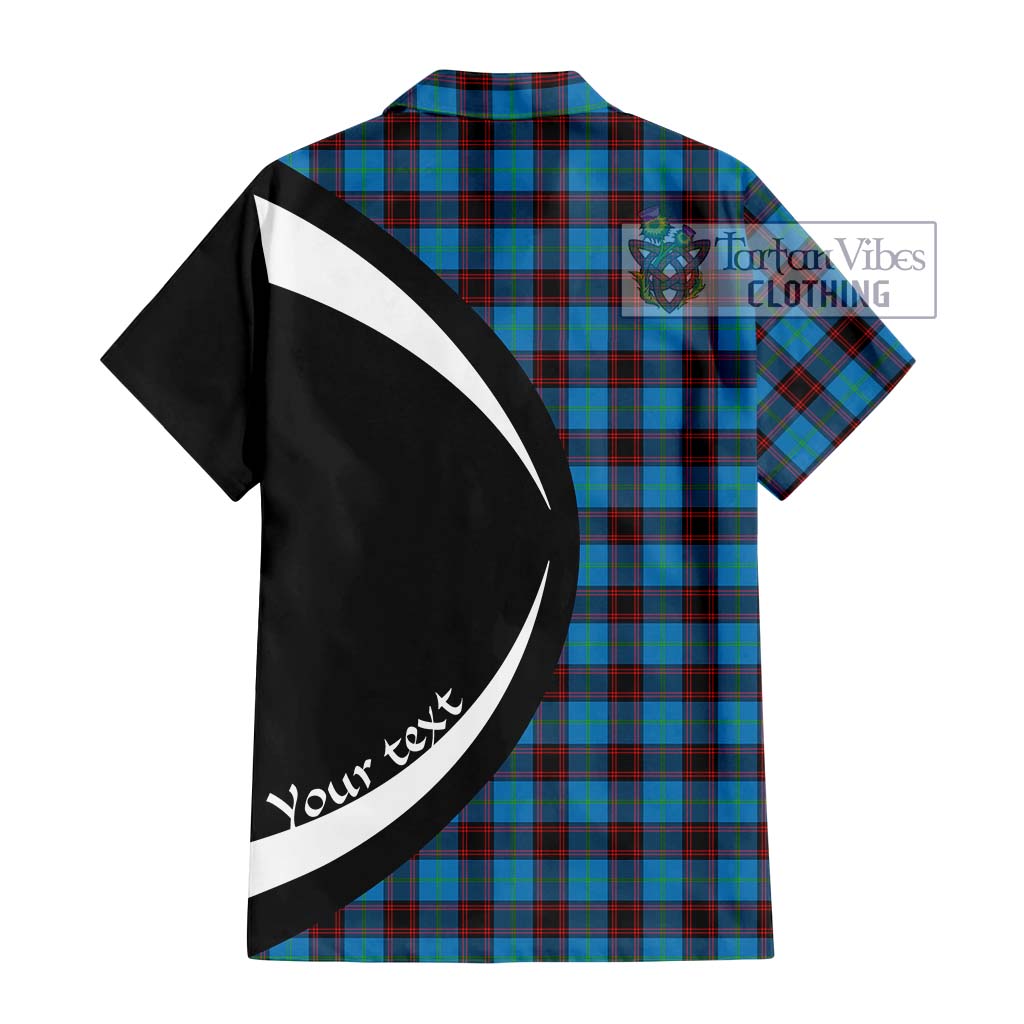 Home Ancient Tartan Short Sleeve Button Up with Family Crest Circle Style - Tartan Vibes Clothing