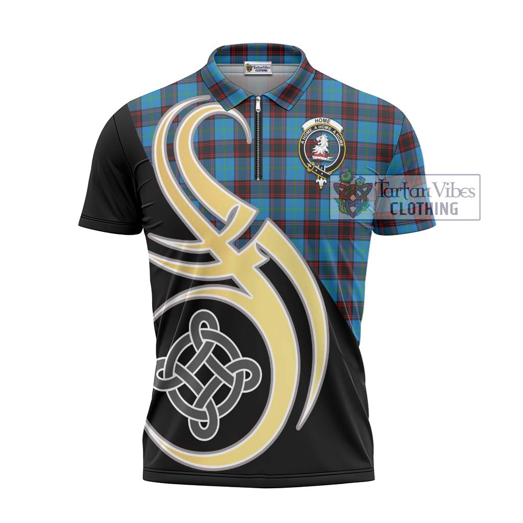 Tartan Vibes Clothing Home Ancient Tartan Zipper Polo Shirt with Family Crest and Celtic Symbol Style