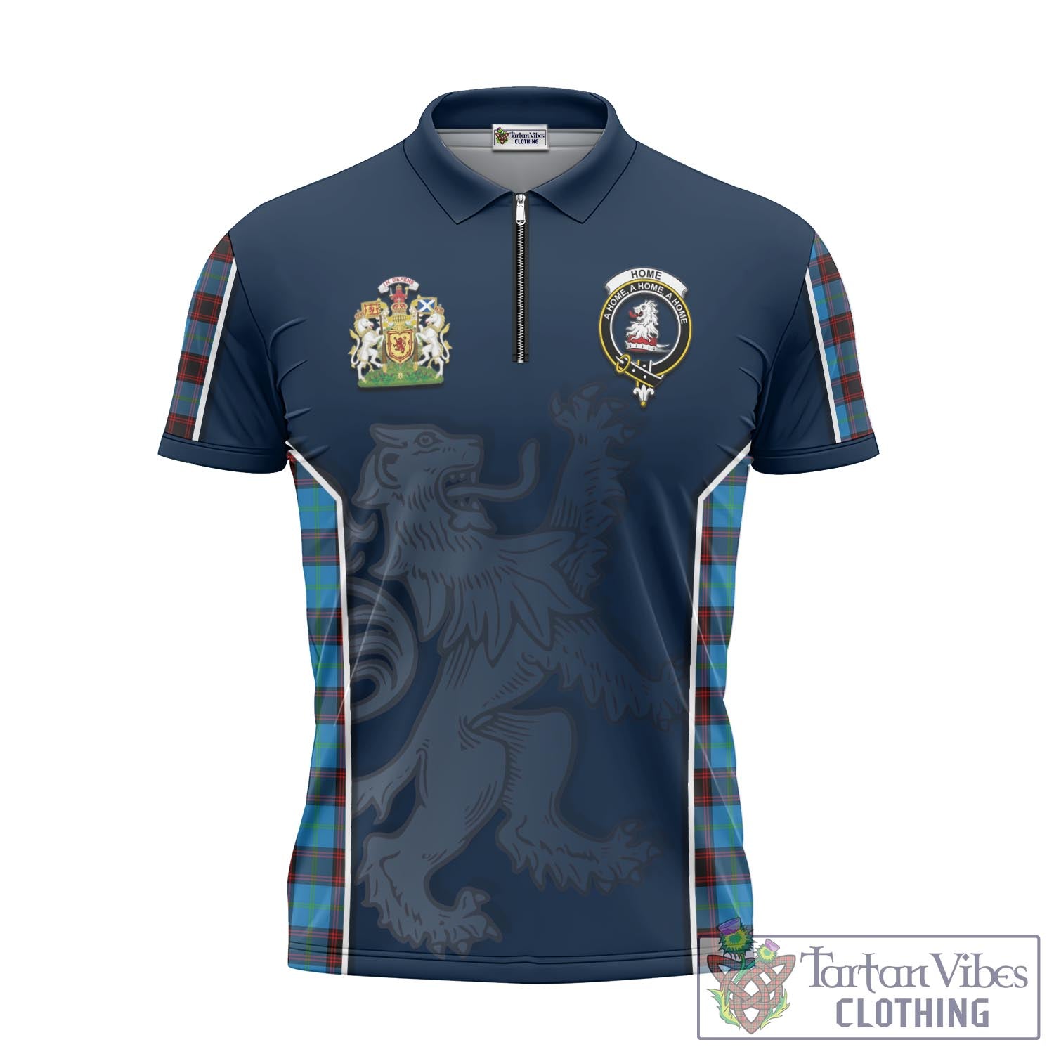 Tartan Vibes Clothing Home Ancient Tartan Zipper Polo Shirt with Family Crest and Lion Rampant Vibes Sport Style