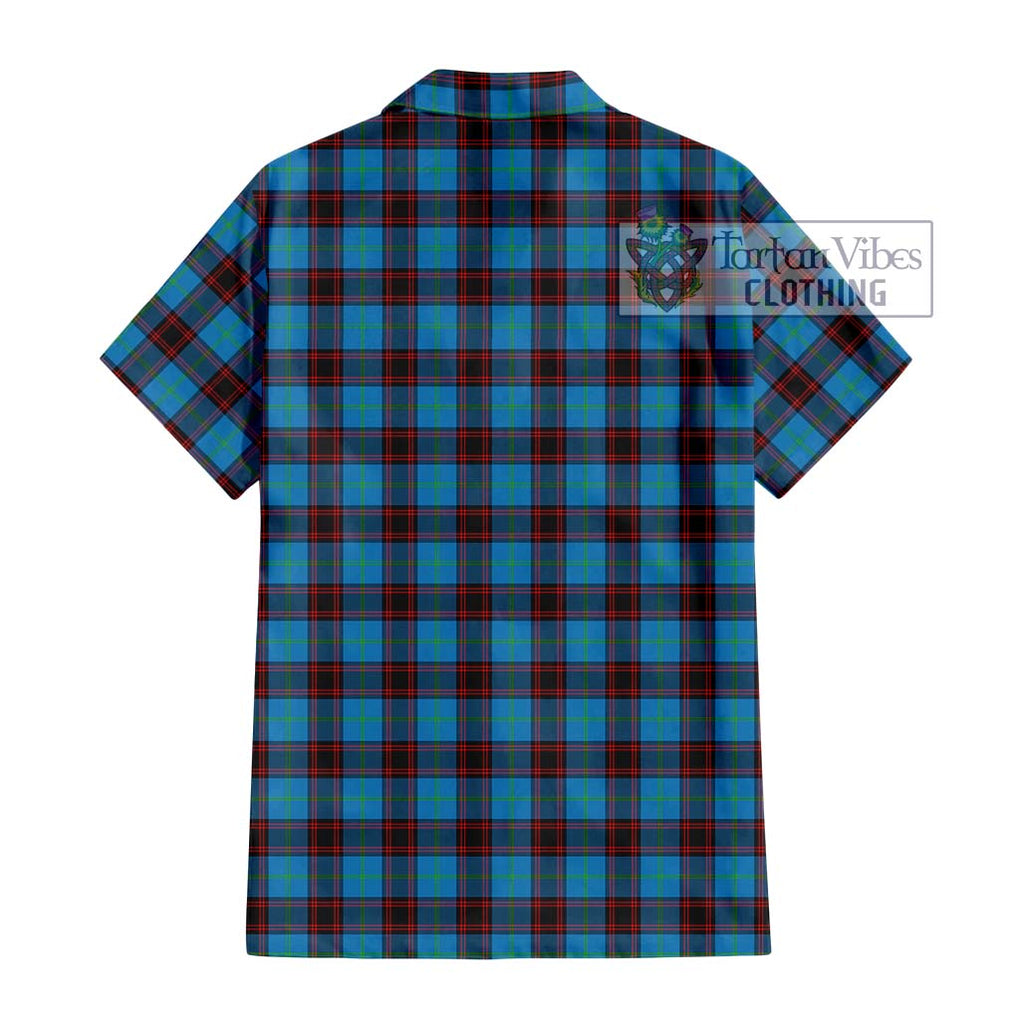 Home Ancient Tartan Short Sleeve Button Shirt with Family Crest DNA In Me Style - Tartanvibesclothing Shop