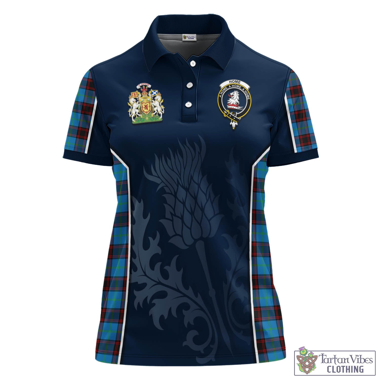 Tartan Vibes Clothing Home Ancient Tartan Women's Polo Shirt with Family Crest and Scottish Thistle Vibes Sport Style