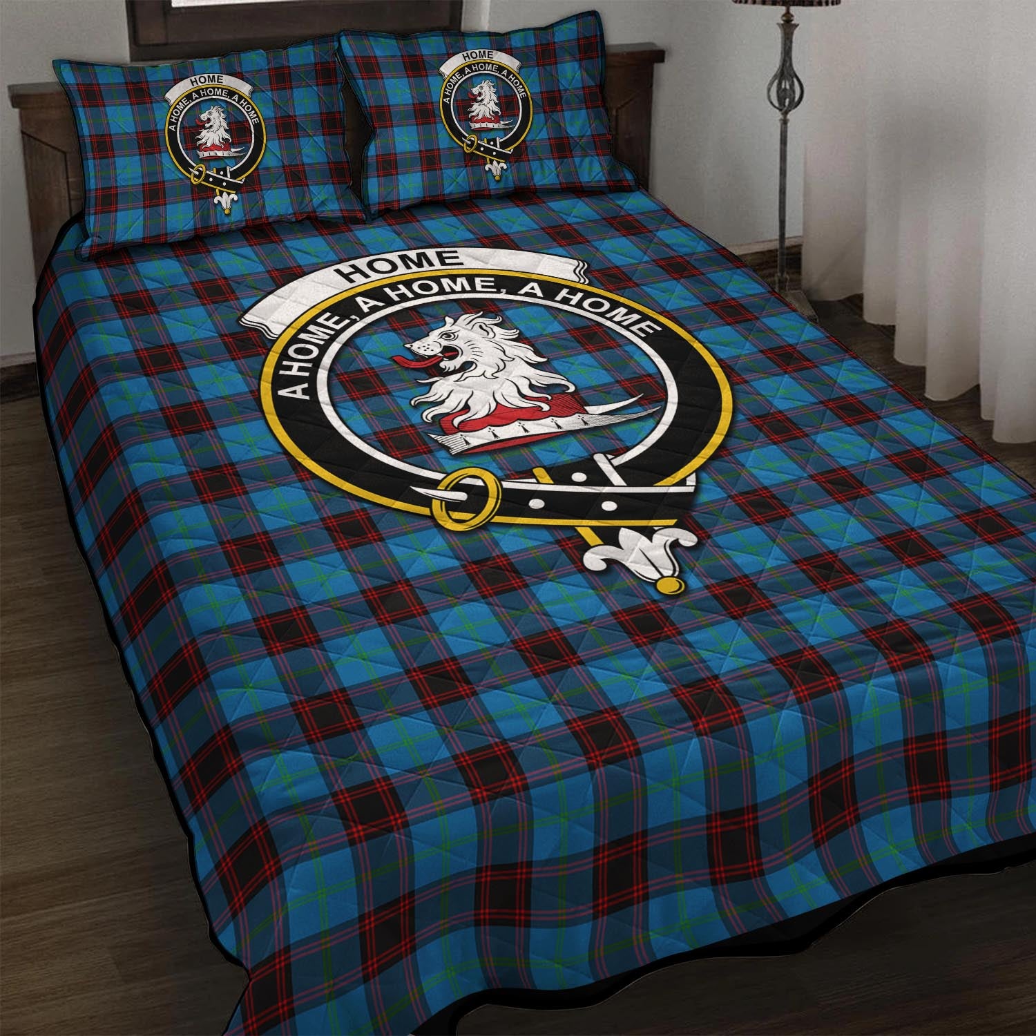 Home Ancient Tartan Quilt Bed Set with Family Crest - Tartan Vibes Clothing