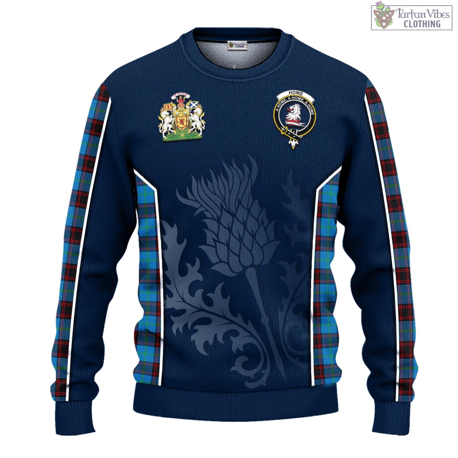 Tartan Vibes Clothing Home Ancient Tartan Knitted Sweatshirt with Family Crest and Scottish Thistle Vibes Sport Style