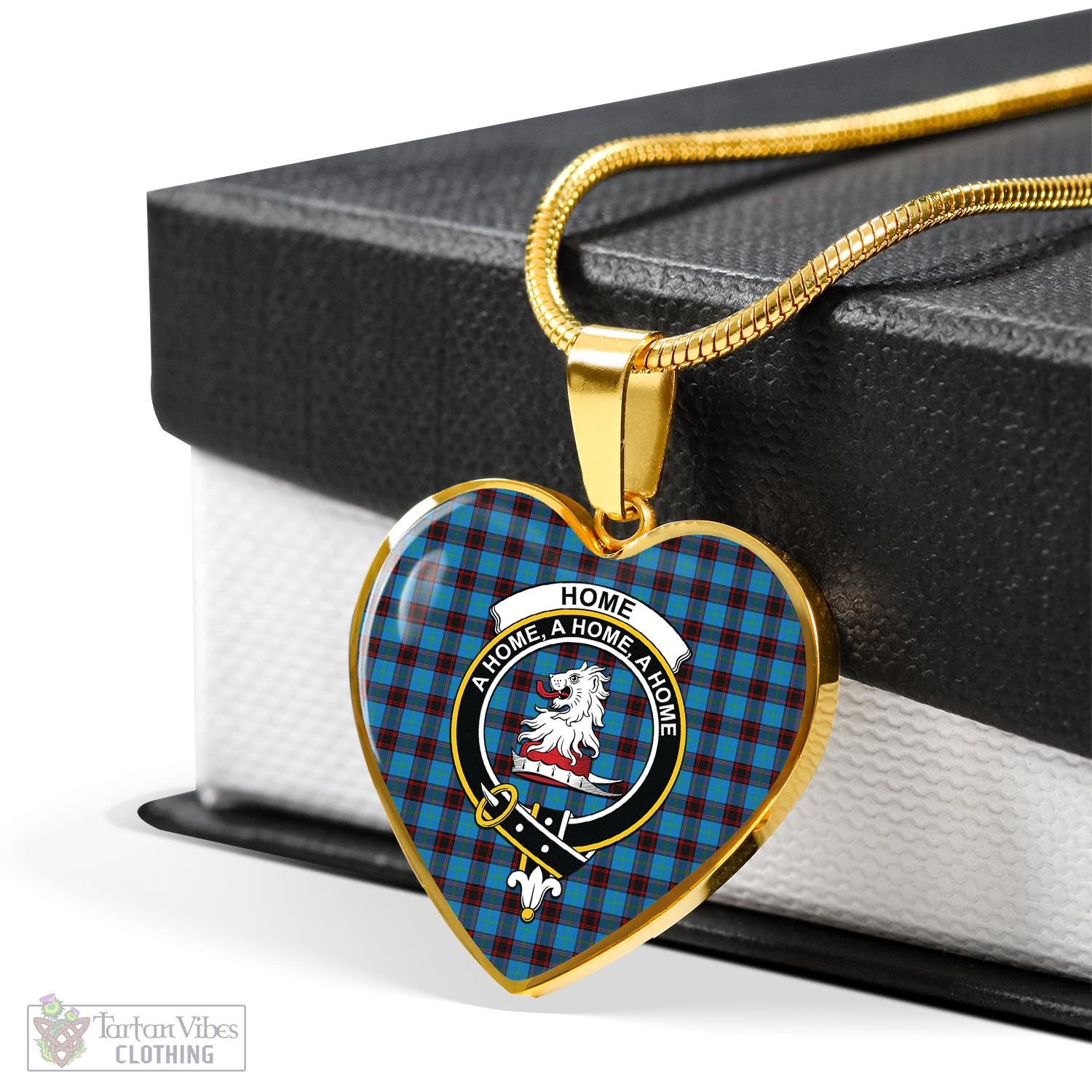 Tartan Vibes Clothing Home Ancient Tartan Heart Necklace with Family Crest