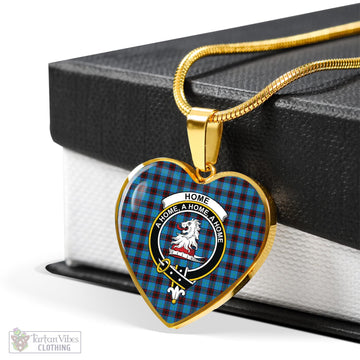 Home Ancient Tartan Heart Necklace with Family Crest