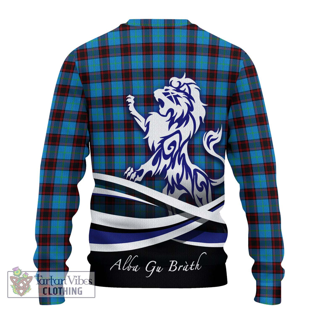 Home Ancient Tartan Knitted Sweater with Alba Gu Brath Regal Lion Emblem - Tartanvibesclothing Shop