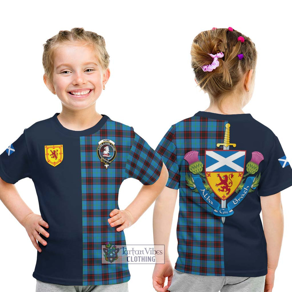 Tartan Vibes Clothing Home Ancient Tartan Kid T-Shirt with Scottish Lion Royal Arm Half Style