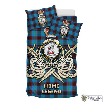 Home Ancient Tartan Bedding Set with Clan Crest and the Golden Sword of Courageous Legacy