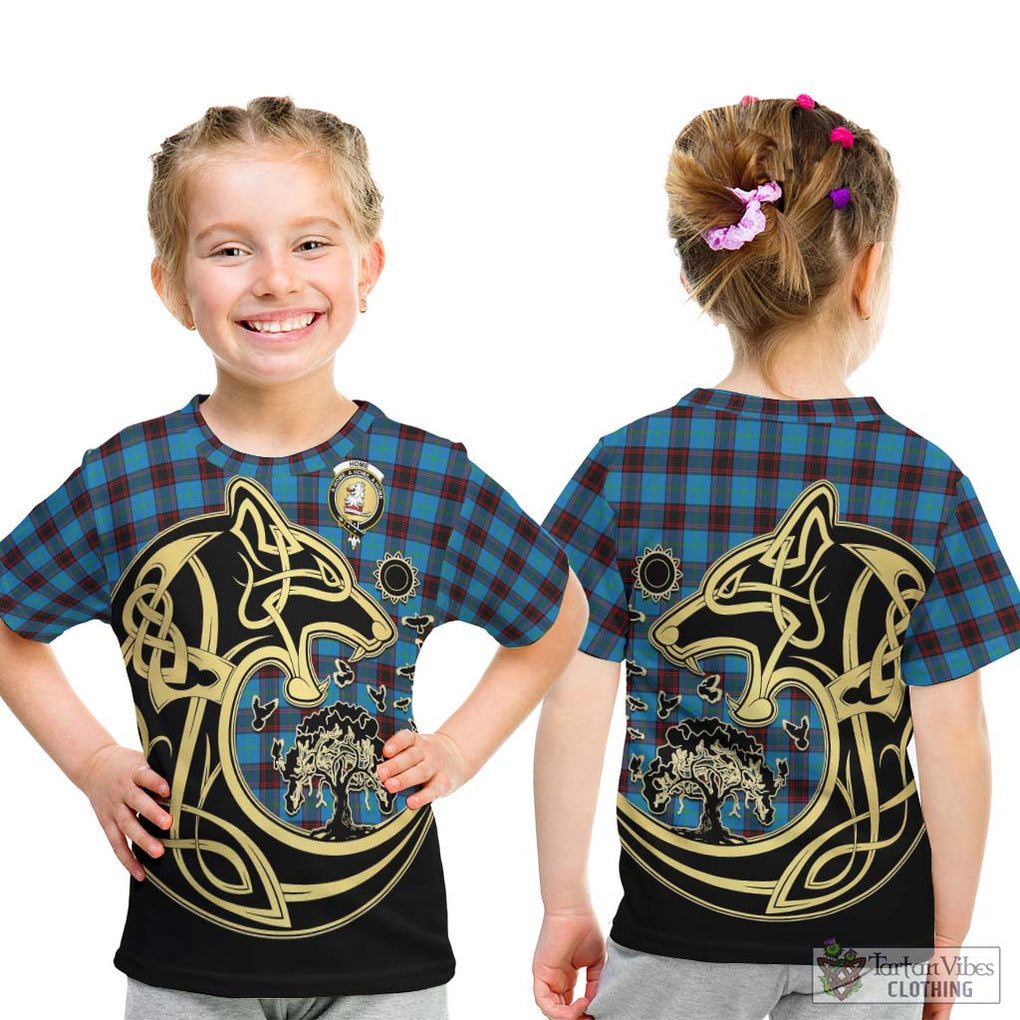 Home Ancient Tartan Kid T-Shirt with Family Crest Celtic Wolf Style - Tartan Vibes Clothing