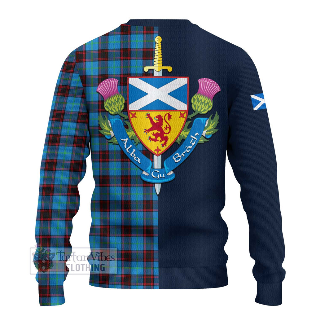 Tartan Vibes Clothing Home Ancient Tartan Knitted Sweater with Scottish Lion Royal Arm Half Style